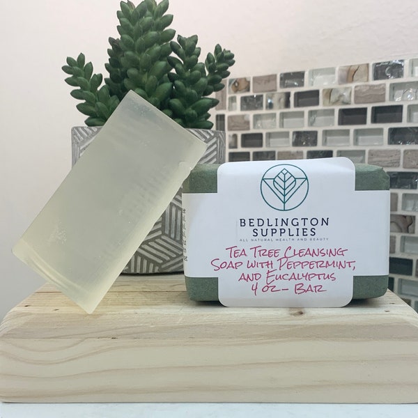 Tea Tree Soap Bar, with Peppermint, Eucalyptus, and Rosemary Essential Oils