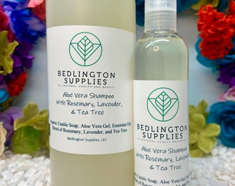 Aloe Shampoo with Tea Tree, Rosemary, and Lavender Essential Oils - All Natural, Vegan, Non-GMO