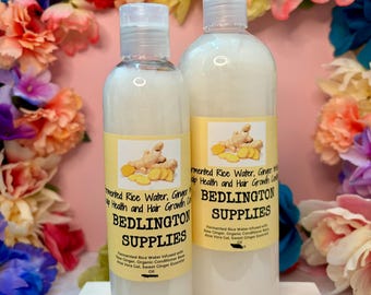 Amazing Fermented Rice Water Infused with Raw Ginger and Aloe Vera Gel, Healthy Scalp and Hair Growth Conditioner