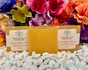 Sea Moss with Raw Turmeric Available in Loaf or Single Soap Bar Option