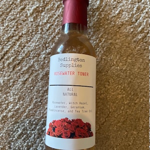 Rosewater Toner with Witch Hazel, Lavender, Frankincense, Geranium and Tea Tree Essential Oils, 5 oz