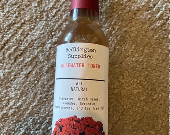 Rosewater Toner with Witch Hazel, Lavender, Frankincense, Geranium and Tea Tree Essential Oils, 5 oz