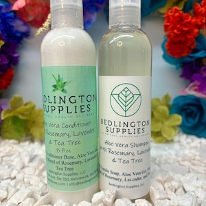 All Natural, Vegan Aloe Shampoo and Conditioner Set with Tea Tree, Rosemary and Lavender Essential Oils