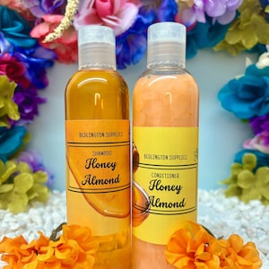 Almond Honey Shampoo and Conditioner Set, All Natural, Non-GMO Vegan ingredients