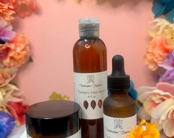 Turmeric Face Serum, Face Wash, Face Cream- All Natural, Vegan, Non-GMO