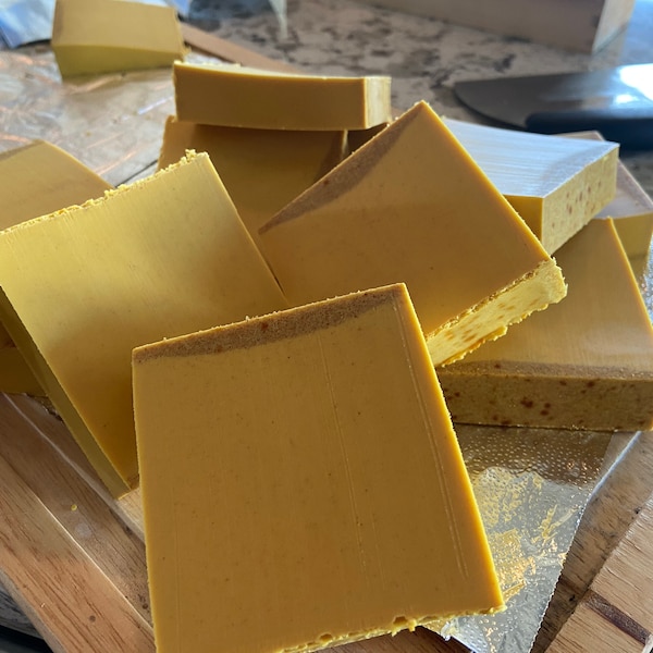 Organic Raw Turmeric with Neem and Eucalyptus Essential Oils, Honey and Aloe Vera Goats Milk Soap Bars