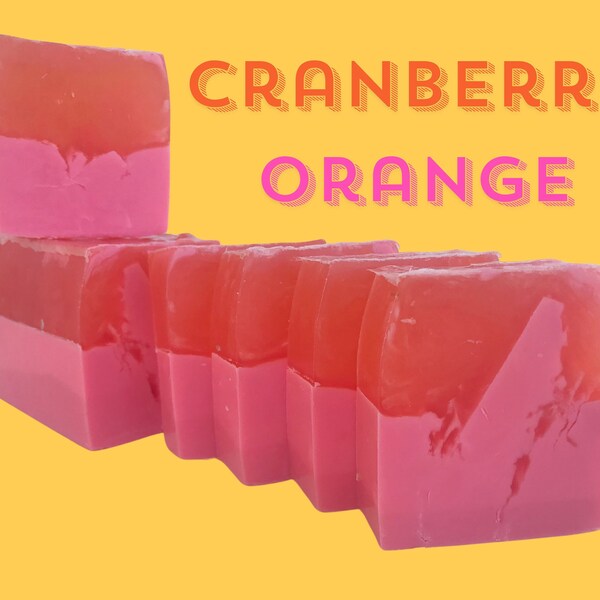 Cranberry Orange Swirl Soaps, Available in Loaf or Single Bar options