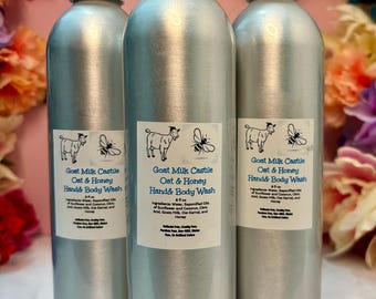 Goats Milk Castile Oat and Honey Hand and Body Wash in sustainable, minimal waste packaging, paraben free, sulfate free, Non-GMO