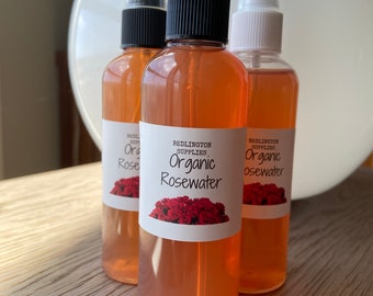 Organic Rose water, Now Offered in 4 or 8 oz Spray Bottles, Convenient, Easy to Apply,  great for diy toners