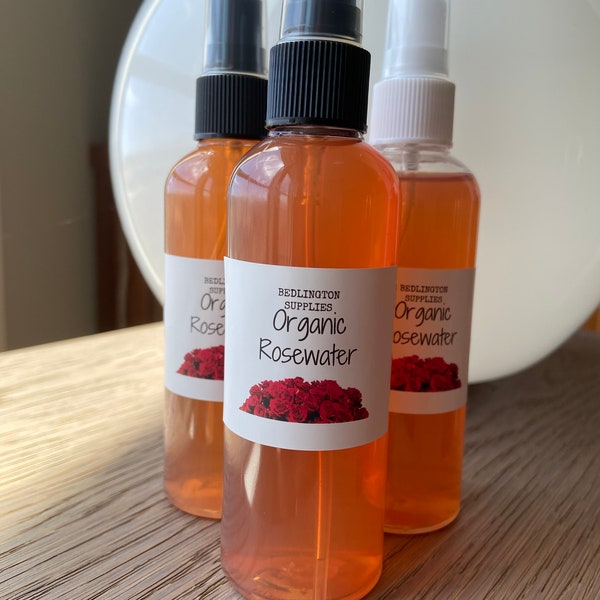 Organic Rose water, Now Offered in 4 or 8 oz Spray Bottles, Convenient, Easy to Apply,  great for diy toners