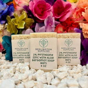 2% Zinc Pyrithione Soap Bars with Aloe Bergamot Fragrance, Non-GMO, Vegan, 4 oz for Itchy, Irritated Skin