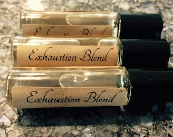 Homeopathic Exhaustion Blend, Rollerball Essential Oil Bottle Blend, 10 mL, Therapeutic Grade