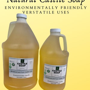 All Natural, Environmentally Friendly Castile Soap, Vegan, Non-GMO, 1/2 and Full Gallon Options