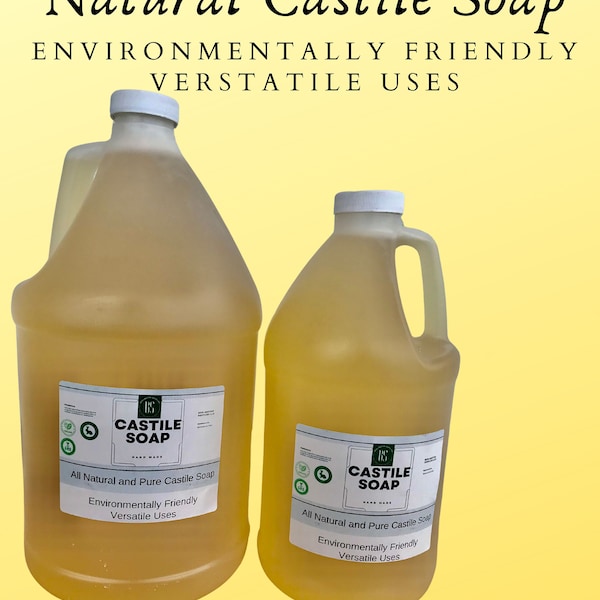 All Natural, Environmentally Friendly Castile Soap, Vegan, Non-GMO, 1/2 and Full Gallon Options