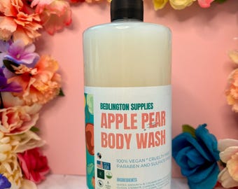Apple Pear Body Wash, Sulfate and Paraben Free, Vegan, 8, 16, or 32 Oz Options