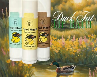 Discount Bundle - Duck Fat Lip Balm - 3 Pack Bundle - extra large lotion tubes, .5 oz each - 3 Premium Fragrances