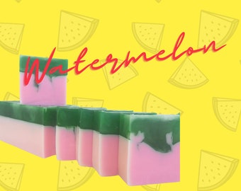 Watermelon Swirl Soaps, Available in Loaf or Single Bar options