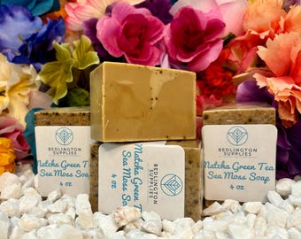 Sea Moss Green Tea Matcha Soap Bars- All Natural, Vegan, Non-GMO