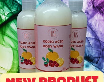 Kojic Acid Body Wash with Yuzu Blossom and Cranberry Mandarin Scent, Available in multiple sizes