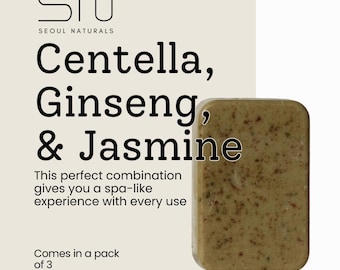 Seoul Naturals Centella Asiatica and Ginseng Soap, k beauty, 2.5 oz each, Set of 3