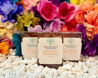 Deodorizing Persimmon Soap Bar with Aloe Bergamot Fragrance, Helps Eliminate Nonenal Odor 4 oz