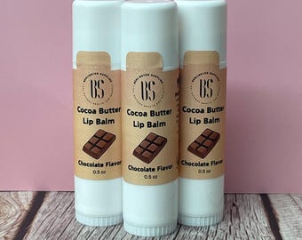 Extra Moisturizing Chocolate Flavored Cocoa Butter Lip Balm - extra large lotion tubes, .5 oz each