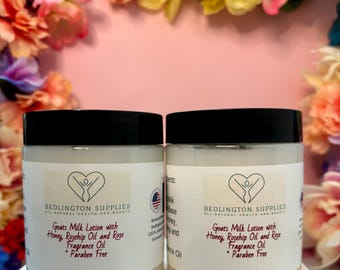 Rose Goats Milk Honey Lotion with Rosehip Oil and Rose Fragrance Oil, Paraben Free, Moisturizing, All Natural