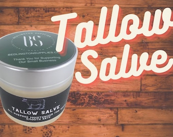 Tallow Skin Salve, 2 oz, with Olive Oil, Beeswax and Raw Honey