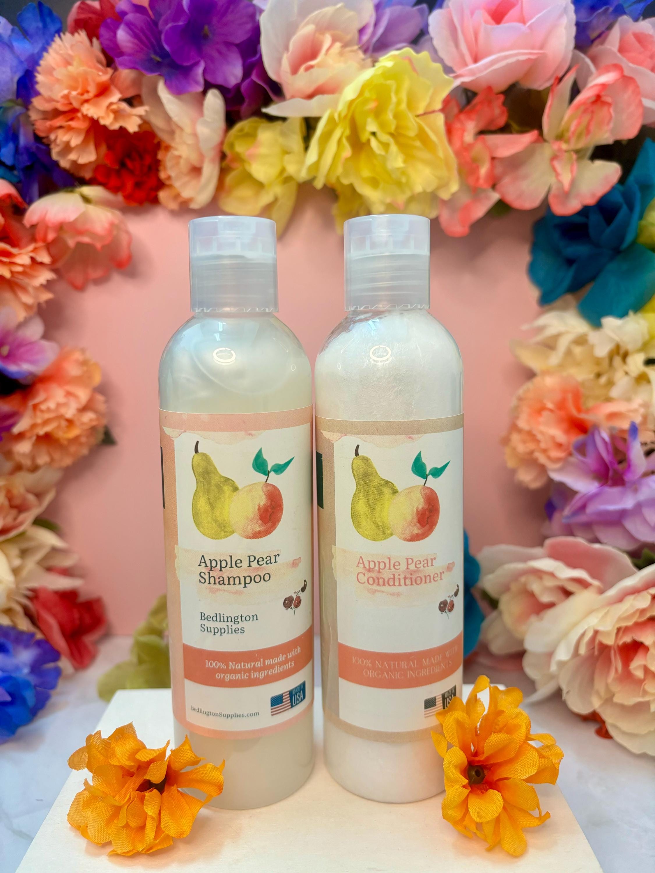 Apple Pear Shampoo and Conditioner Sets All Natural Non gmo Vegan Ingredients Etsy