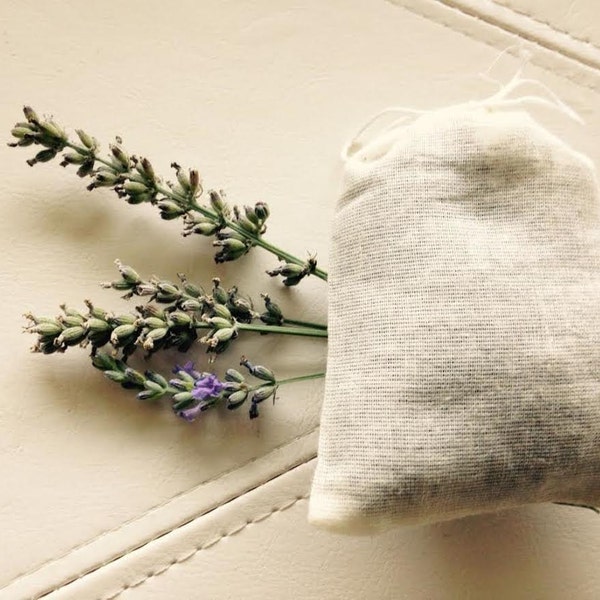 Dried Lavender in 3x4 Muslin Sachets, Organic, Aromatic, Botanicals, Environmentally Friendly, Biodegradable, Free Domestic Shipping