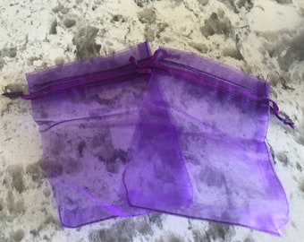 Purple  Organza Satchels 10, 25, 50, and 100 quantities, perfect for wedding favors, craft projects, dried lavender satchels, 9x12 cm