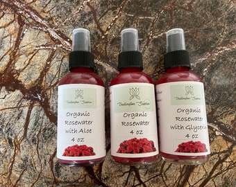 Rosewater Spray Set:  4 oz bottles of rosewater, rosewater with aloe and rosewater with Glycerin