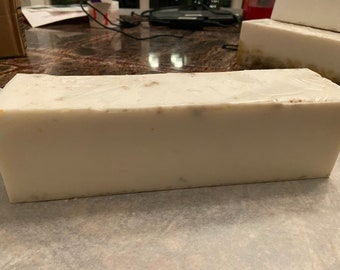 Oatmeal Honey Goats Milk Soap with Vanilla, Sandalwood and Patchouli Essential Oils in Loaf and Single Bar Options