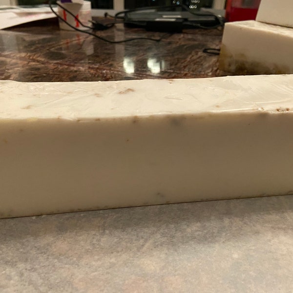 Oatmeal Honey Goats Milk Soap with Vanilla, Sandalwood and Patchouli Essential Oils in Loaf and Single Bar Options