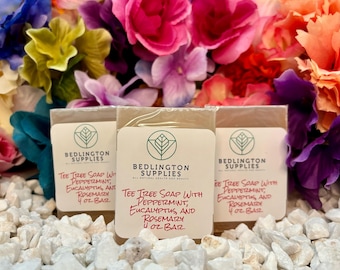 Tea Tree Soap Bar, with Peppermint, Eucalyptus, and Rosemary Essential Oils