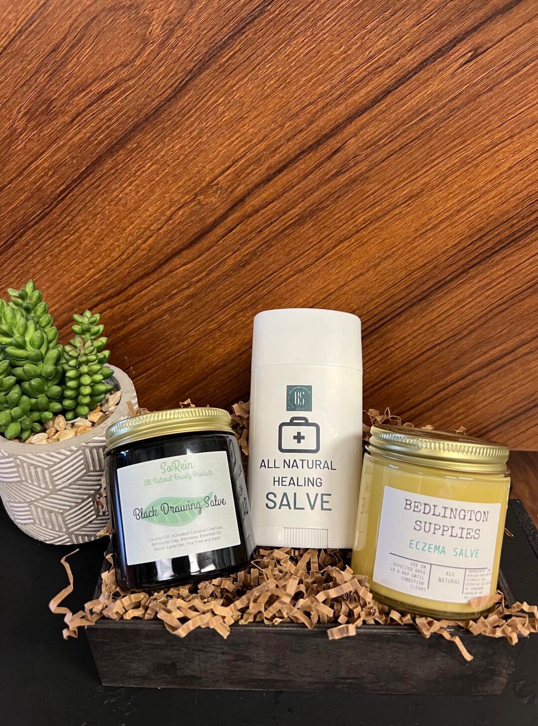 Handcrafted Salves Set, Comes With Three Salves Black Drawing Salve