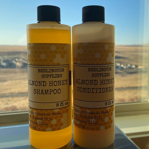 Almond Honey Shampoo and Conditioner Set, All Natural, Non-GMO Vegan ingredients