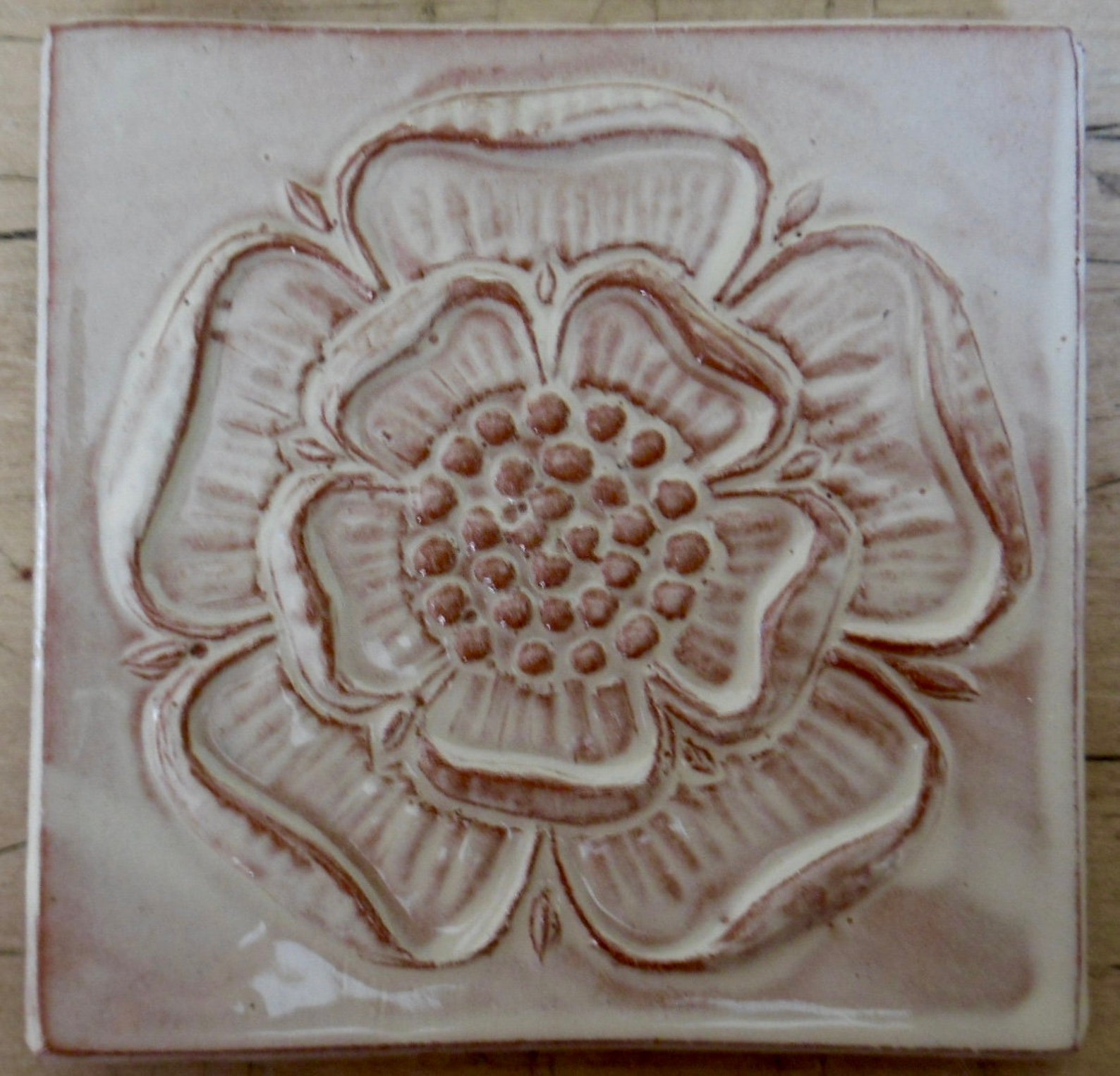 Tudor Rose Tile Handmade Tile Low Relief Tile Etsy