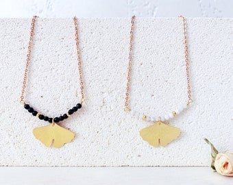 Ginkgo biloba leaf short necklace, ginkgo biloba pendant