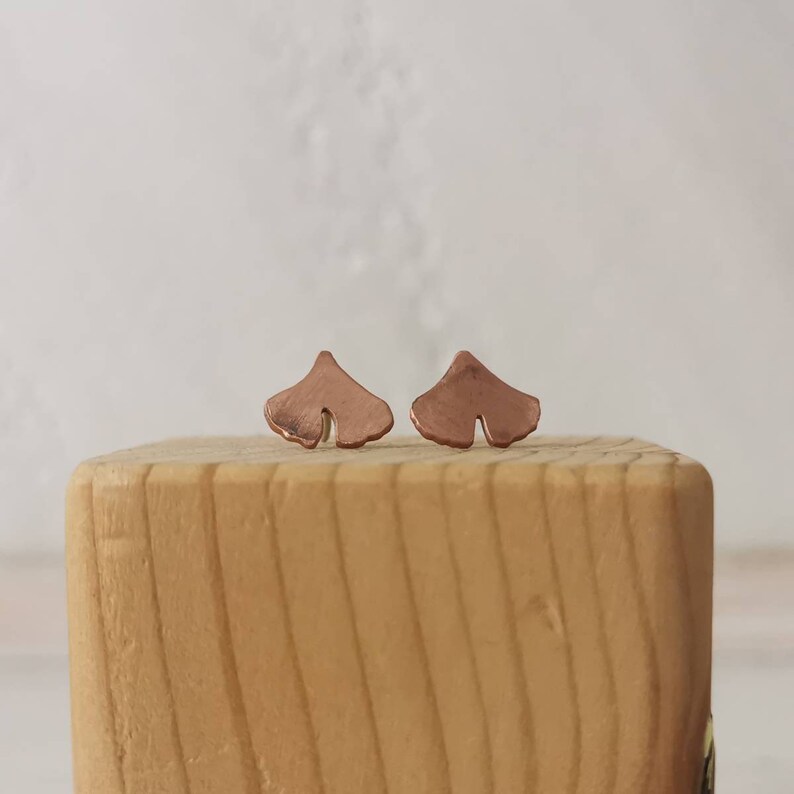 ginkgo biloba earrings, brass earrings, copper earrings image 4