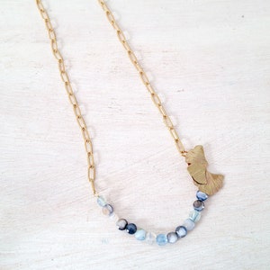 Choker ketting met ginkgo biloba bladsluiting, gouden stalen ketting afbeelding 7