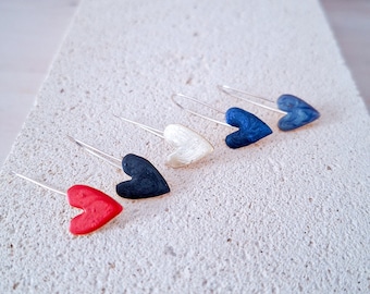 heart earrings, closed lever earrings, pendant heart, different earrings