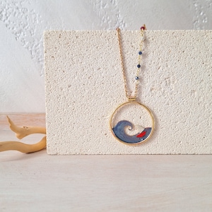 Sea wave necklace, wave jewelry, long necklace, brass necklace image 4