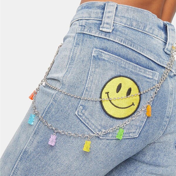 Women Chain for Pants Accessory, Jean Gumball Jewelry, Chain with Colorful Teddy Bear, Party Accessories, Back to School Gift, Back of Pants