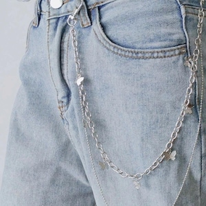 Women Chain for Pants, Butterfly Jewelry, Chain with Silver Butterfly, Party Accessories, Back to School, Back of Pants, Jean Accessories
