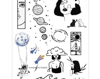Saturn Temporary Body Tattoo, Celestial Black Tattoos, Removable Accessories, Unisex Tattooing, Skin Care for Women, Tattoo Gift for Men