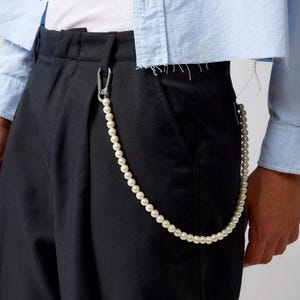 Corrente de carteira grossa de pérolas e acessório de calça versátil para um visual estiloso, acessórios de festa, parte de trás da calça, presente para ela/ele