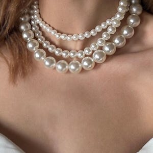 Ivory Pearl Wedding Necklace, Multi Strand Pearl Choker , Bridal pearl choker, 3 Layered Pearl Choker,  Bridal Gifts, Gift for Mothers Day