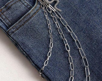 Snake Pendant Chain Belt – Silver Metal Snake Waist Chain for Pants, Gothic Punk Streetwear Trouser Accessory, Edgy Unisex Serpent Jewelry