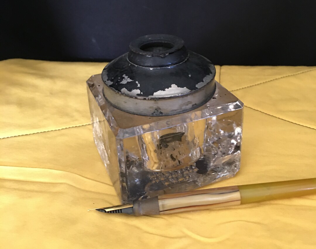 Antique Inkwell Large Crystal Inkwell 1894 Crystal Ink Well - Etsy